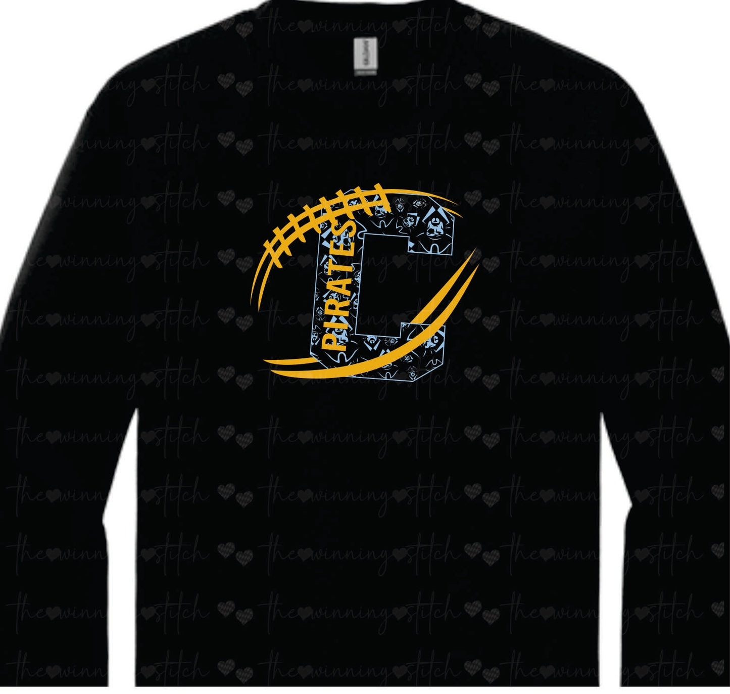 Pirate FOOTBALL on black CREWNECK