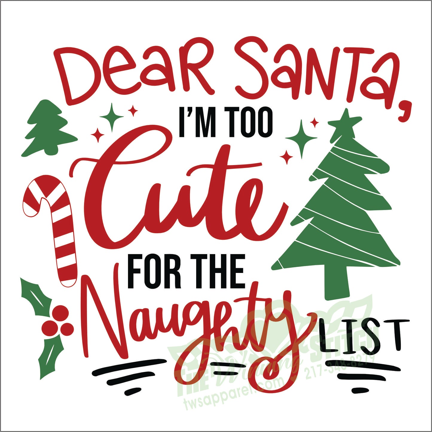 Too Cute for the Naughty List-Crewneck Sweatshirt