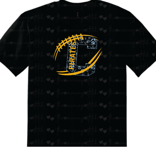 Pirate FOOTBALL on black TEE