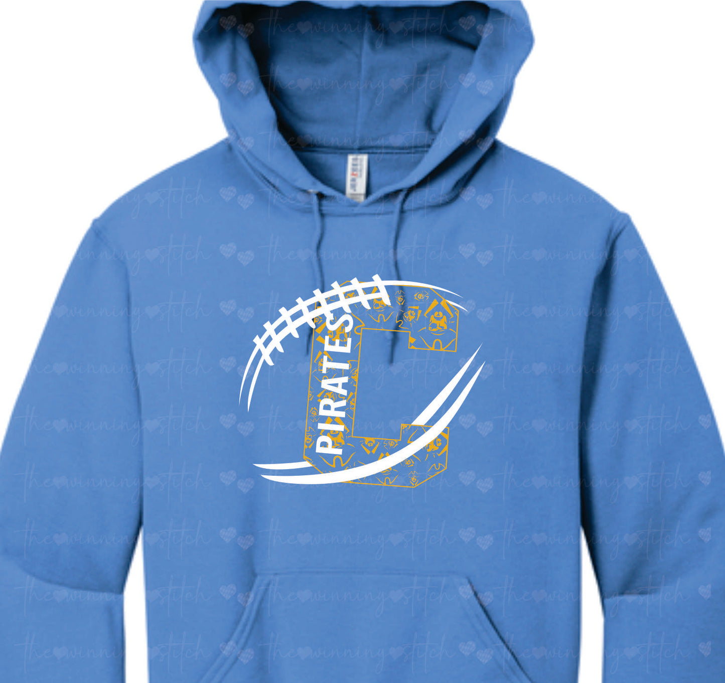 Pirate FOOTBALL on blue HOODIE